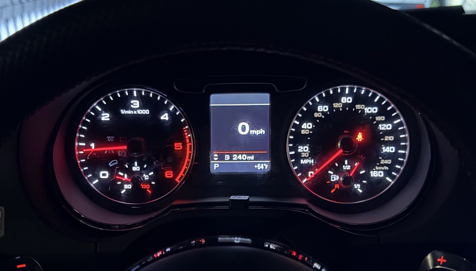 Audi 8U Q3 instrument cluster operating in an Audi A3 8P